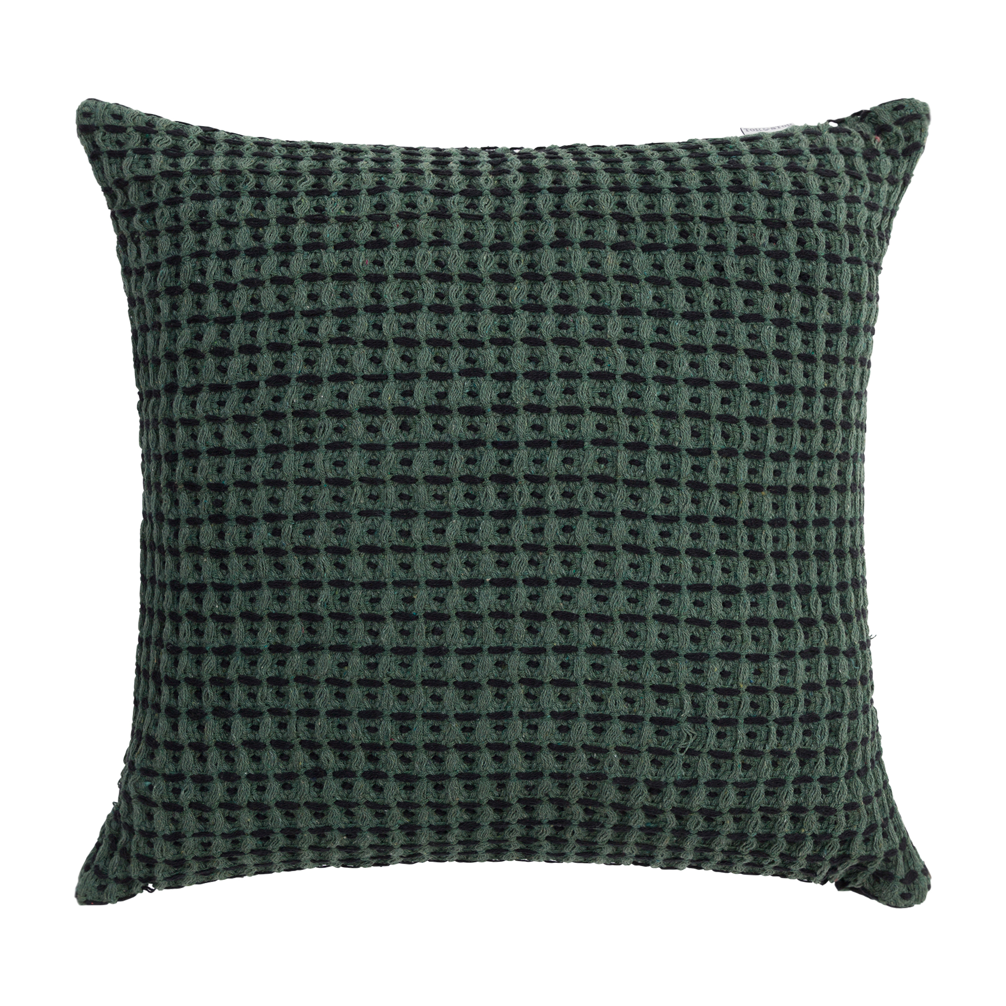 Almofada Vicenza — Musgo / Preto · 45 × 45 cm