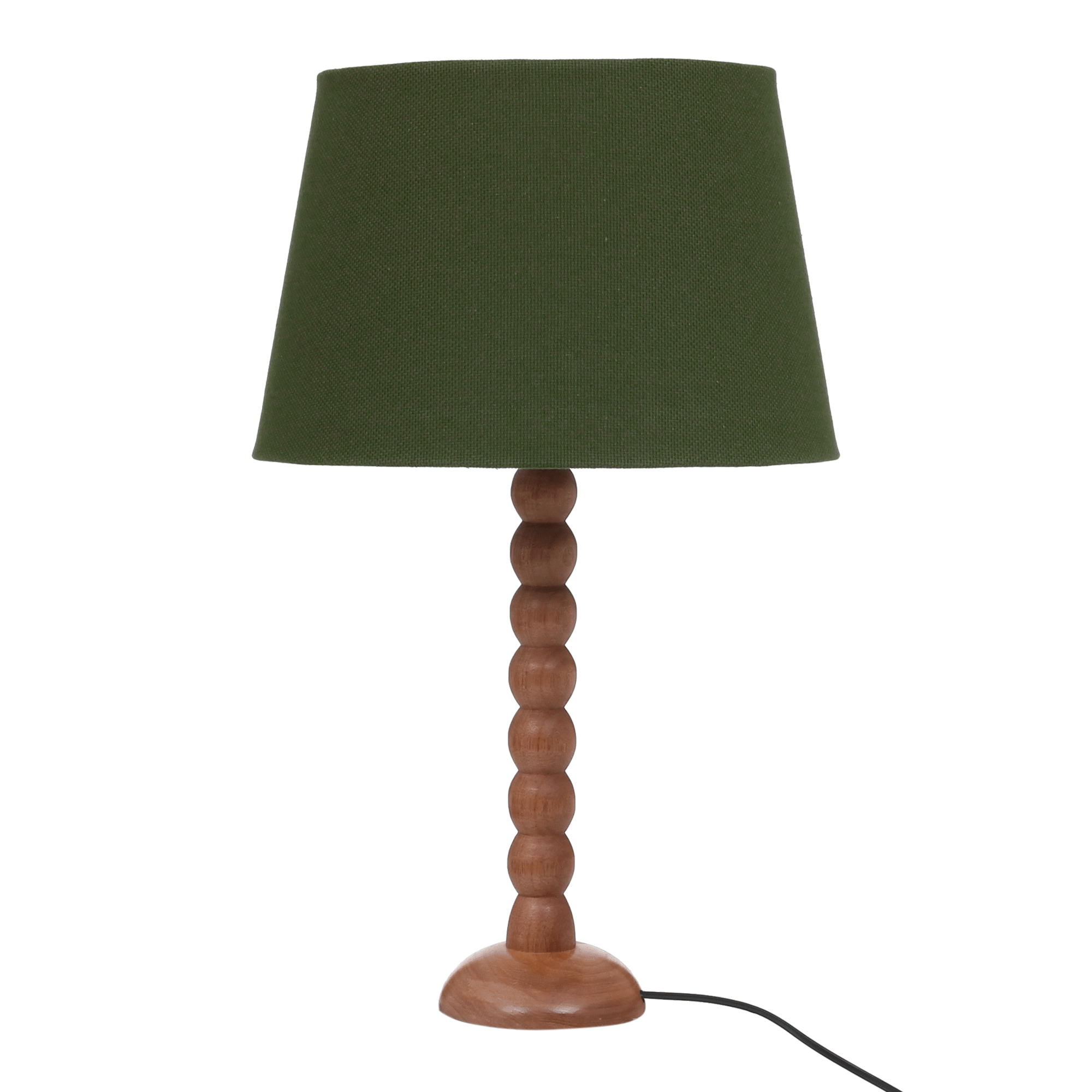Luminária de mesa Tornio — Nozes / Musgo · com cúpula P